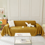 Solid Color Chenille Sofa Throw Blanket, Modern Decor Soft Couch Cover with Fringes