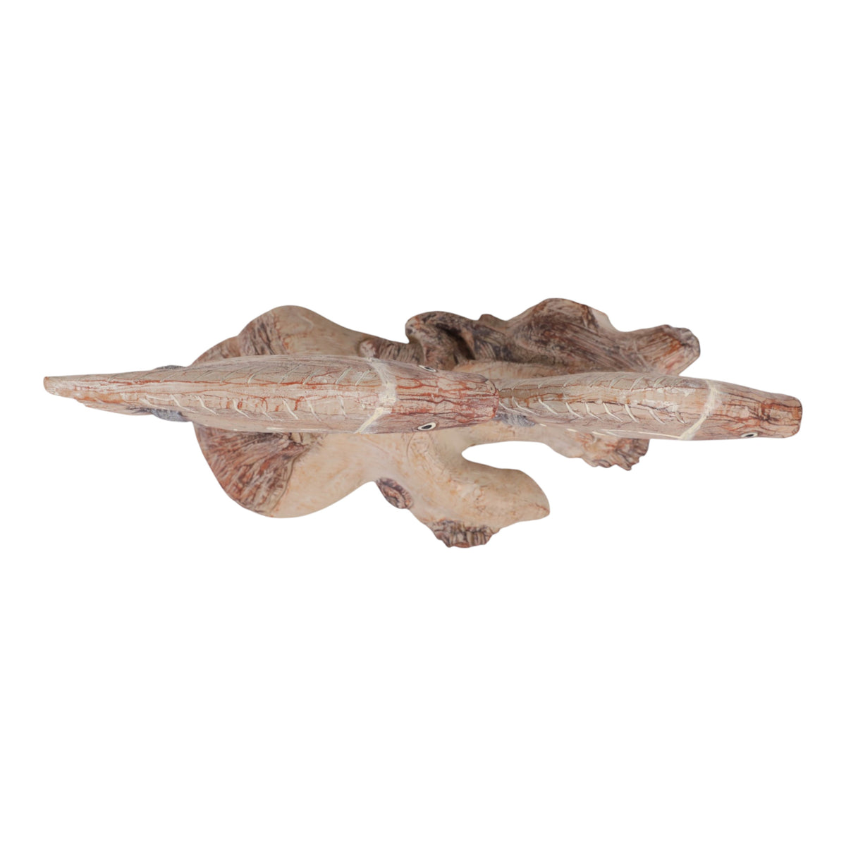 Shandon Tan/White 2 Fish Natural Wood on Stand