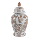 Rialto Brown/White Large Floral Chinoiserie Temple Jar