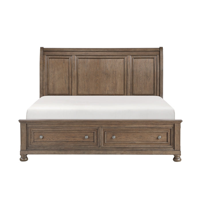 Bethel Brown Queen Platform Bed With Footboard Storage