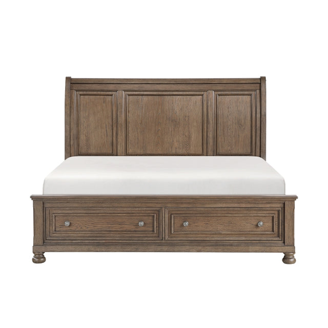 Bethel Brown Queen Platform Bed With Footboard Storage