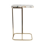Oceana White/Gold C-Table with Agate Top