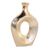 Alray Champagne Scratched Oval Cut Out Vase