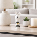 Glendora White/Black/Gold Small Lines Bunny with Heart