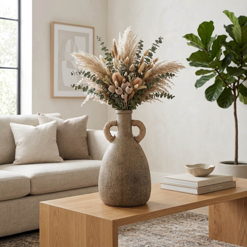 Igerna Taupe/Brown Small Aldo Woven Handle Vase