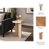 Plumas White/Natural Wood and Marble Combo Accent Table