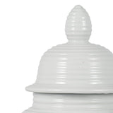 Clydecross White Ceramic Ribbed Temple Jar