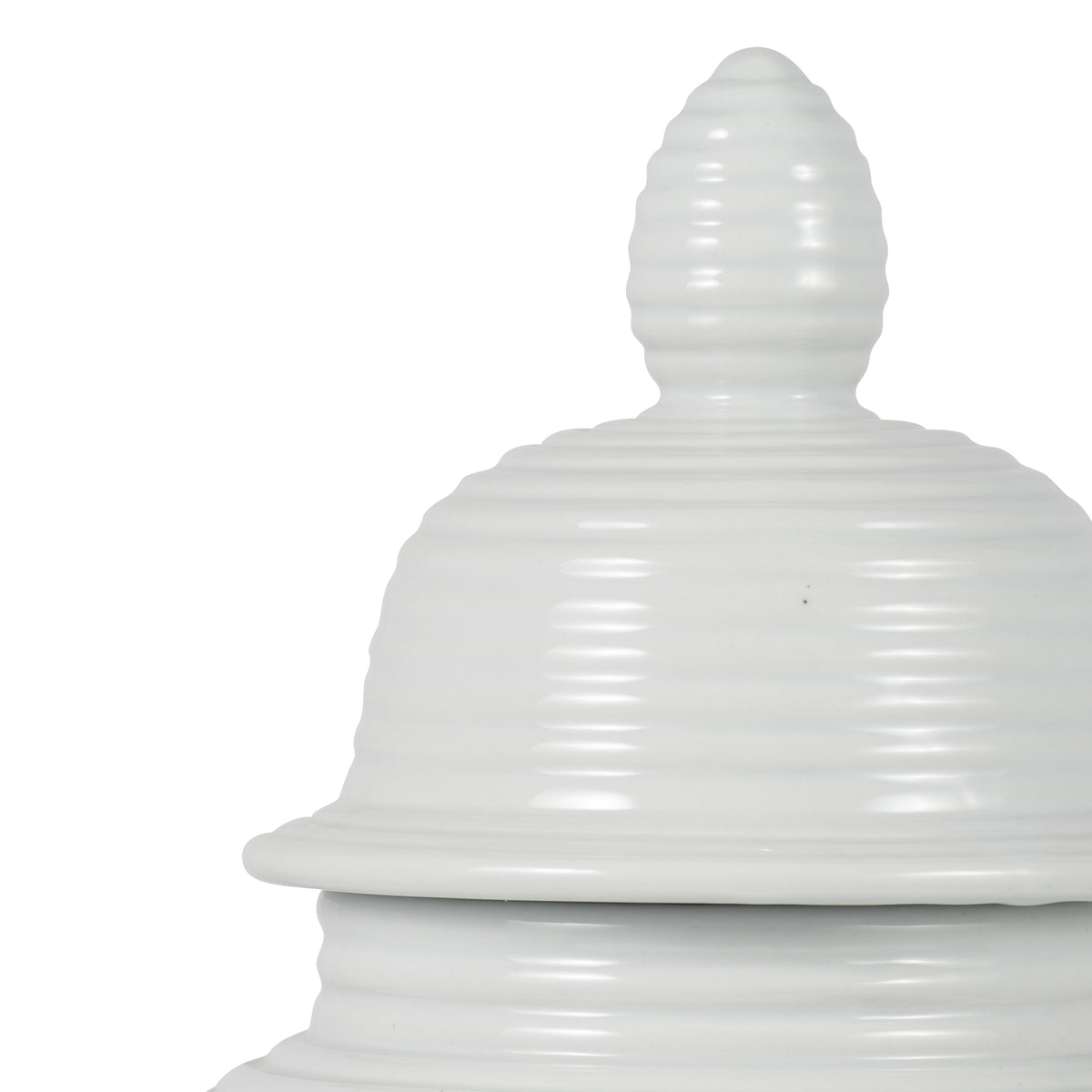 Clydecross White Ceramic Ribbed Temple Jar
