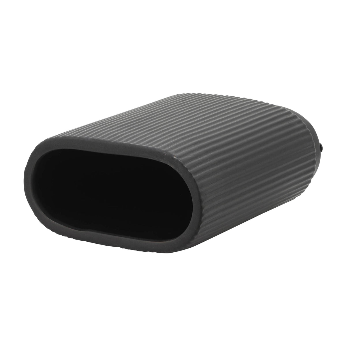 Citrona Black Ceramic Ridged Vase