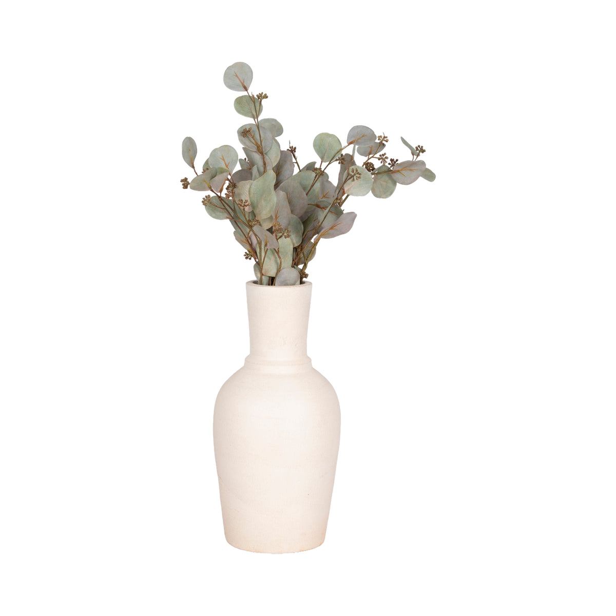 Samsonbrook Ivory Terracotta Vase with Ring at Neck