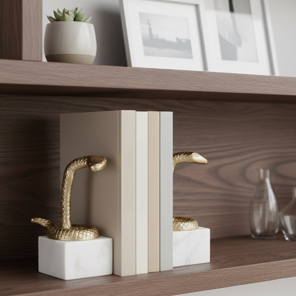 Altamont Gold Snake Bookends (Set of 2)