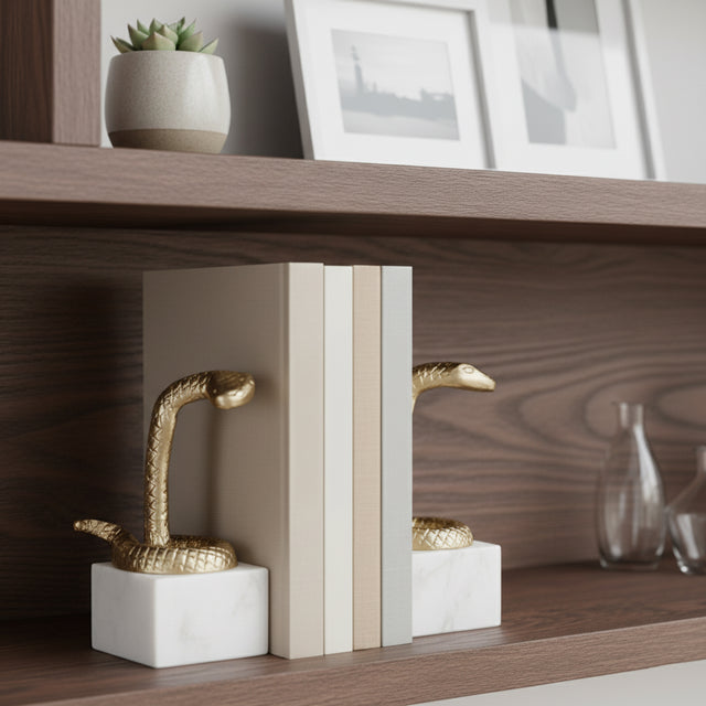 Altamont Gold Snake Bookends (Set of 2)