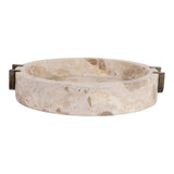 Wingo Leopard/Tan/Brass Marble Bowl with Antique Handle