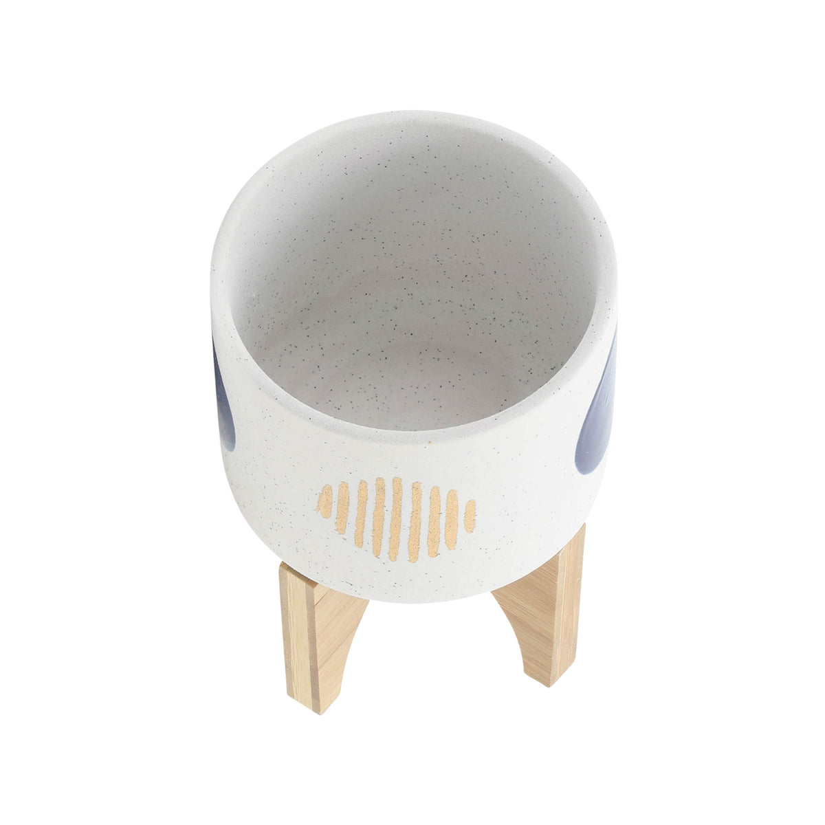 Clotho White Funky Planters with Stand (Set of 2)