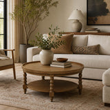 Sandia Brown Traditional Coffee Table with Shelf
