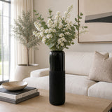 Coromar Black Ceramic Grooved Vase