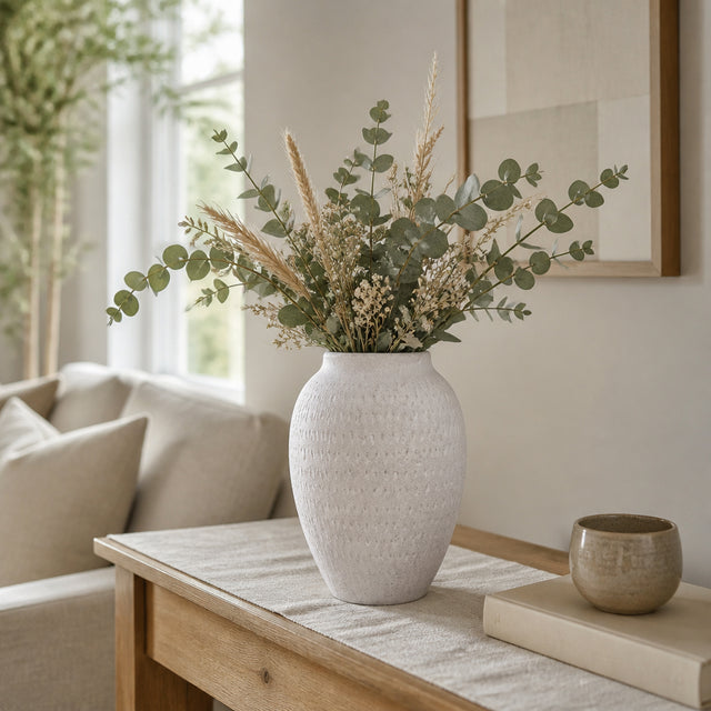 Finley White Large Hammered Vase