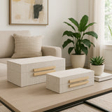 Mohawk White Rectangular Boxes with Double Hardware (Set of 2)