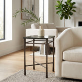 Colma Clear/Antique Brass Thick Glass Top Square Accent Table