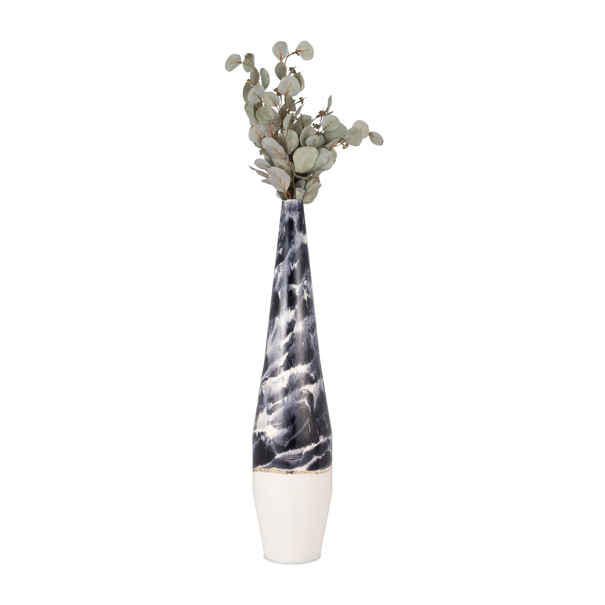 Chappo Ivory/Navy Metal Neptune Floor Vase