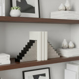 Ockenden Black/White Striped Steps Bookends (Set of 2)