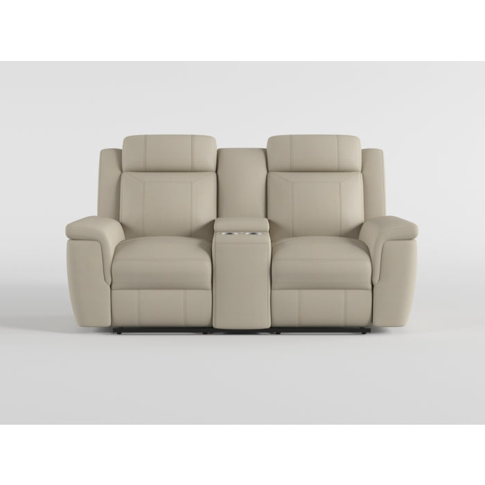 Nest Beige Double Reclining Loveseat With Center Console And Receptacles