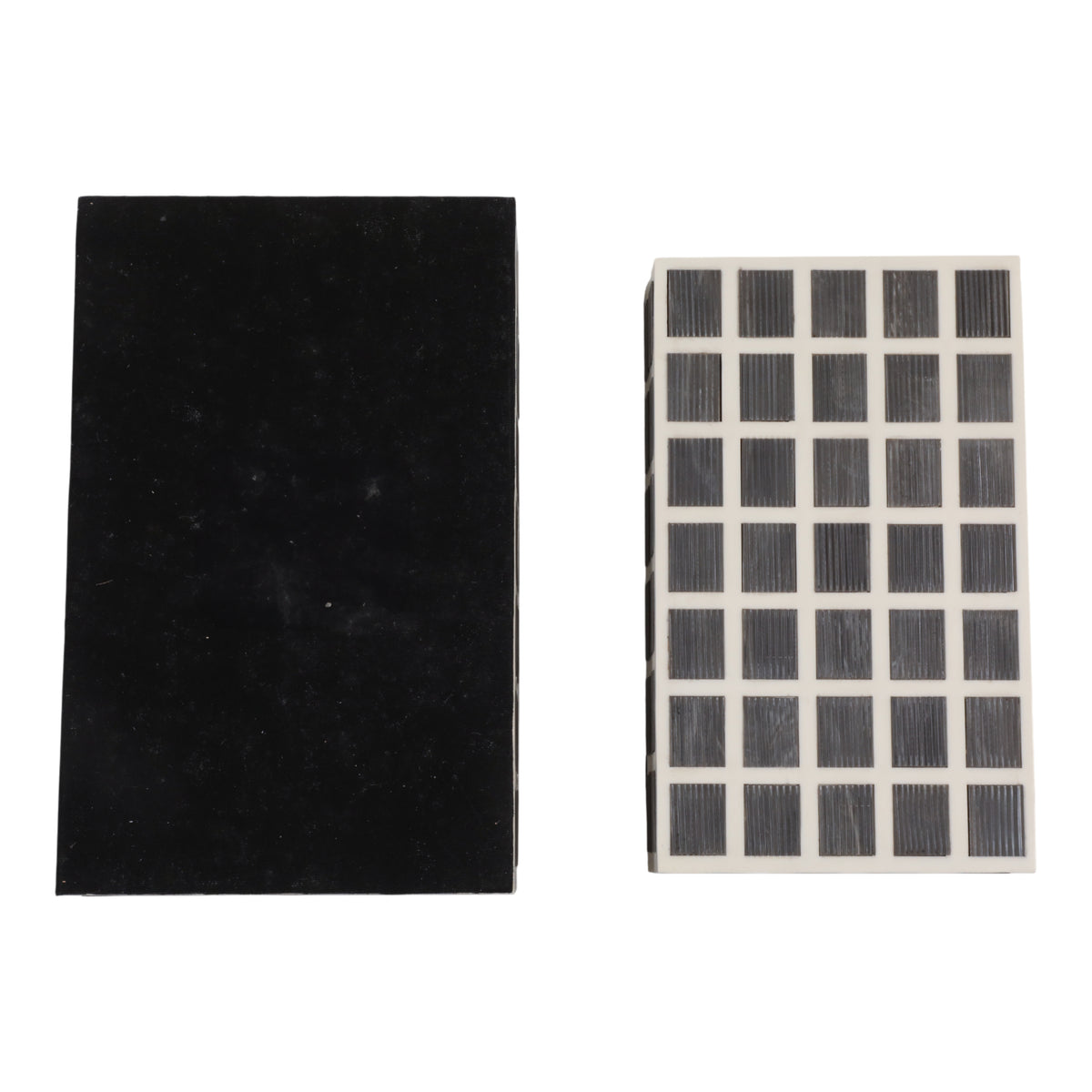 Rico Ivory/Brown Etched Squares Resin Boxes (Set of 2)