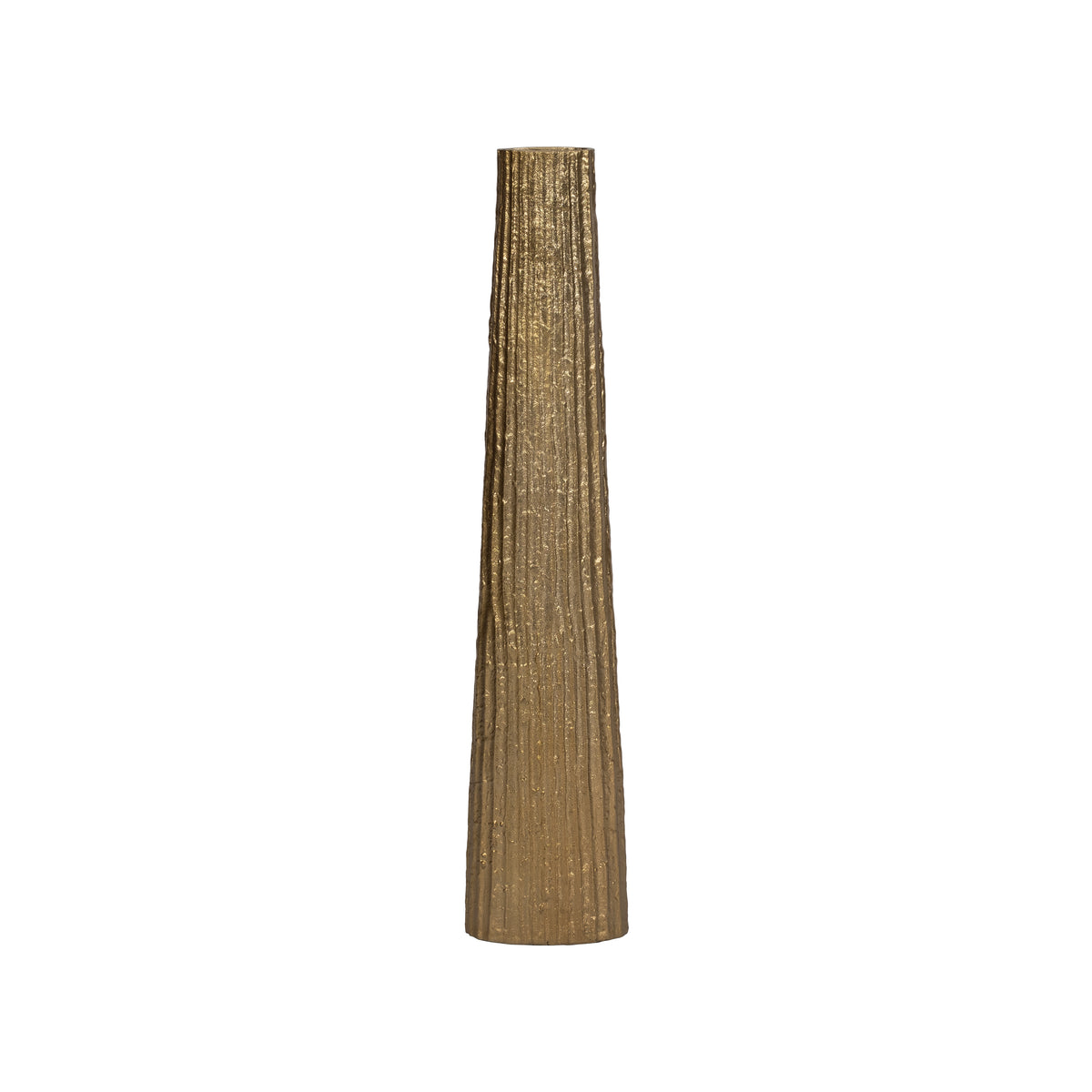 Rendalia Gold Small Metal Ribbed Floor Vase