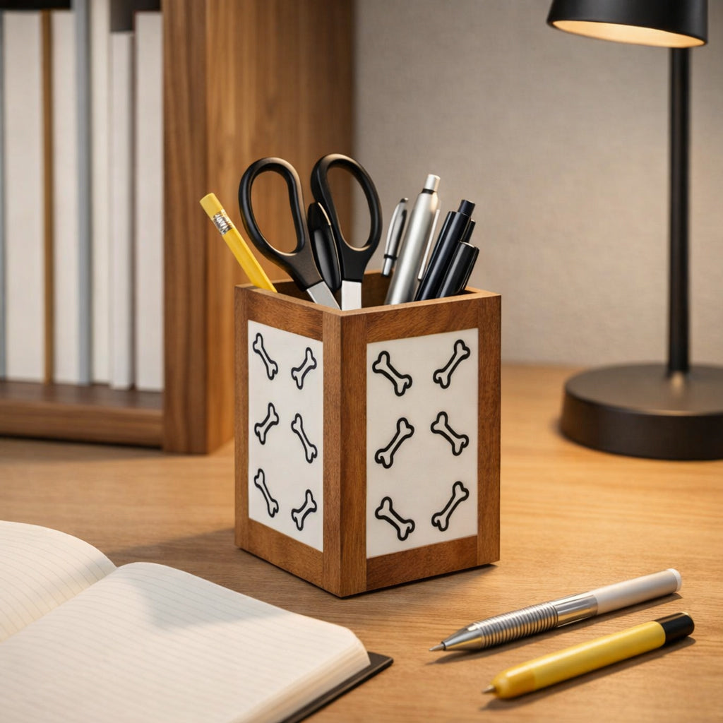 Carlinway Ivory/Brown Pencil Cup