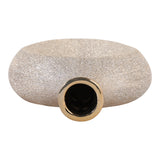 Alray Champagne Beaded Oval Cut Out Vase