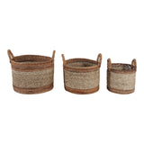 Valona Natural Banana Leaf and Seagrass Baskets (Set of 3)