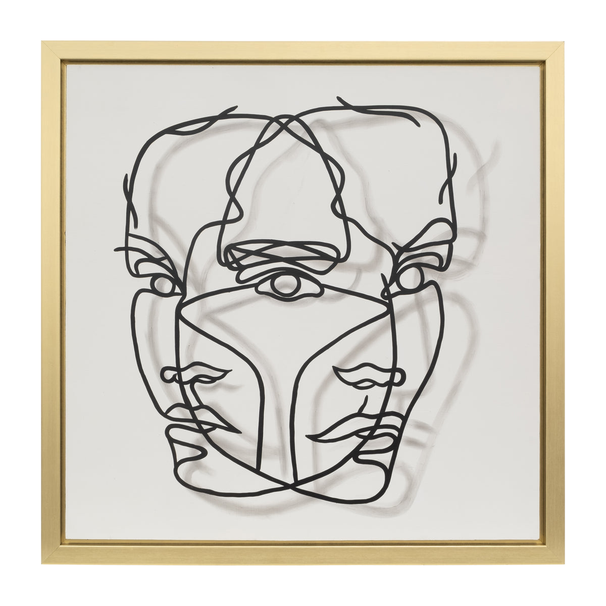 Akers White/Black/Gold Hand Painted Face Illusion Framed Wall Art