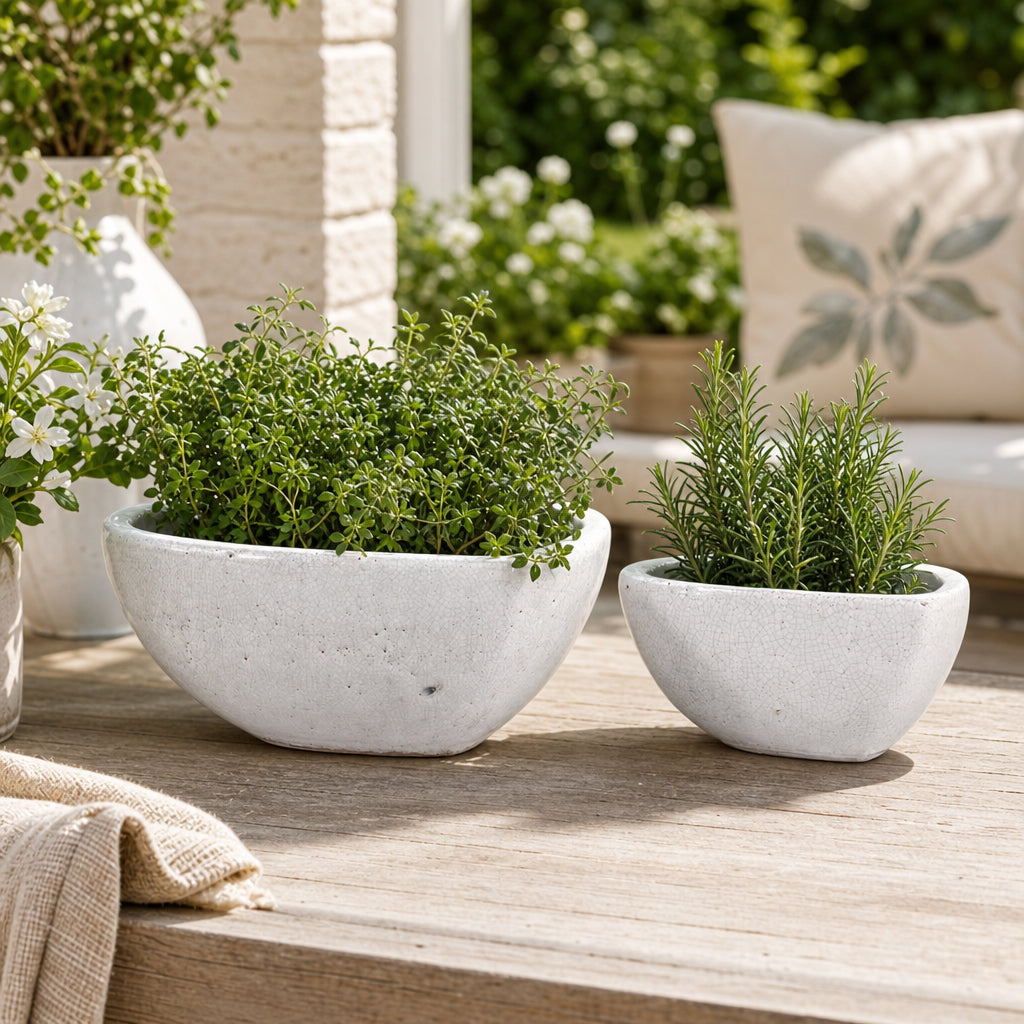 Devoncliff White Planters (Set of 2)