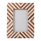 Gazelle White Resin 4x6 Herringbone Lines Photo Frame