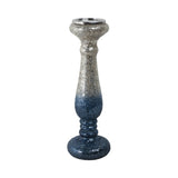 Woodman Silver/Blue Crackle Candle Holder
