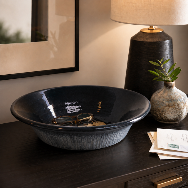 Fairhaven Blue Reactive Finish Tapered Bowl