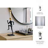 Sorroca Gold/Black Metal Running Man Taper Candle Holder
