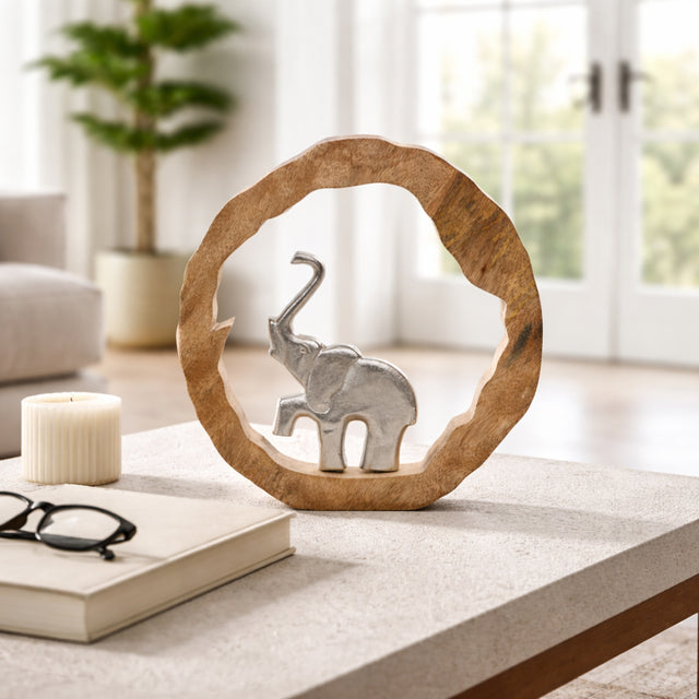 Brysondale Brown/Silver Elephant in Round Decor
