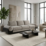 Pierpont Bay Tan/Black 3-Seater Bolster Sofa with Wood Base