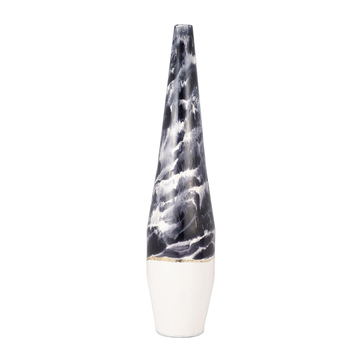 Chappo Ivory/Navy Metal Neptune Floor Vase