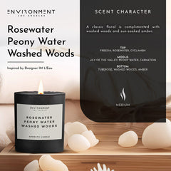 8oz Rosewater | Peony Water | Washed Woods Candle with Lid and Box (Inspired by Issey Miyake L'Eau d'Issey®) - Ornate Home