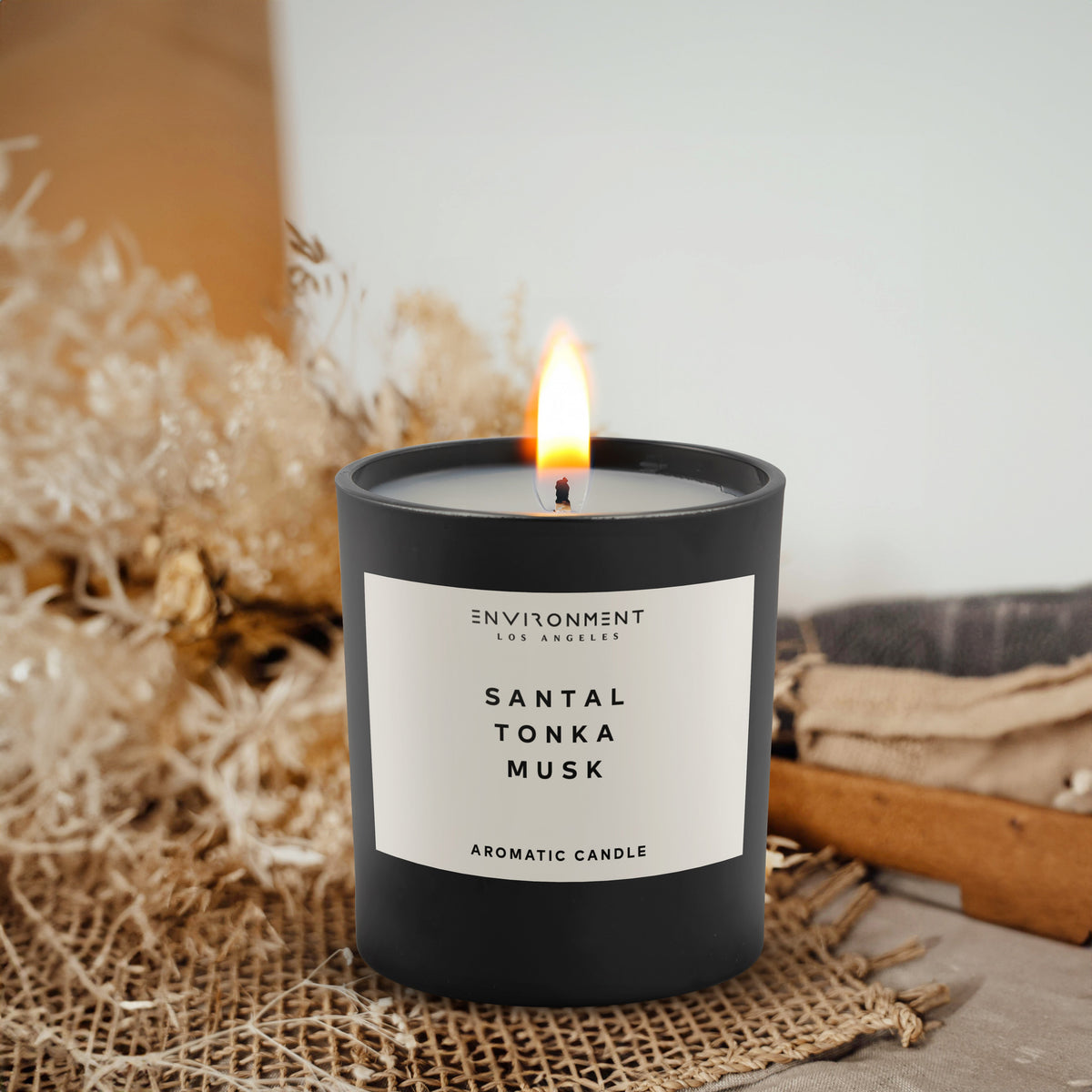 8oz Santal | Tonka | Musk Candle with Lid and Box (Inspired by Le Labo Santal® and 1 Hotel®) - Ornate Home