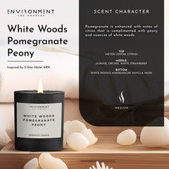 8oz White Woods | Pomegranate | Peony Candle with Lid and Box (Inspired by The Aria Hotel®) - Ornate Home