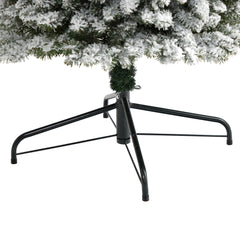 9’ Flocked Pencil Artificial Christmas Tree with 600 Clear Lights and 896 Bendable Branches - Ornate Home