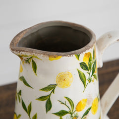 9” Lemon Print Ceramic Rustic Jug Vase - Ornate Home