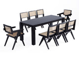 9-Piece Rockaway 70.86 Dining Set in Black with 8 Hamlet Side and Arm Chairs - Ornate Home