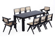9-Piece Rockaway 70.86 Dining Set in Black with 8 Hamlet Side and Arm Chairs - Ornate Home