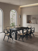 9-Piece Rockaway 70.86 Dining Set in Black with 8 Hamlet Side and Arm Chairs - Ornate Home