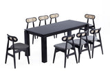 9-Piece Rockaway 70.86 Dining Set in Black with 8 Paragon 1.0 Dining Chairs - Ornate Home