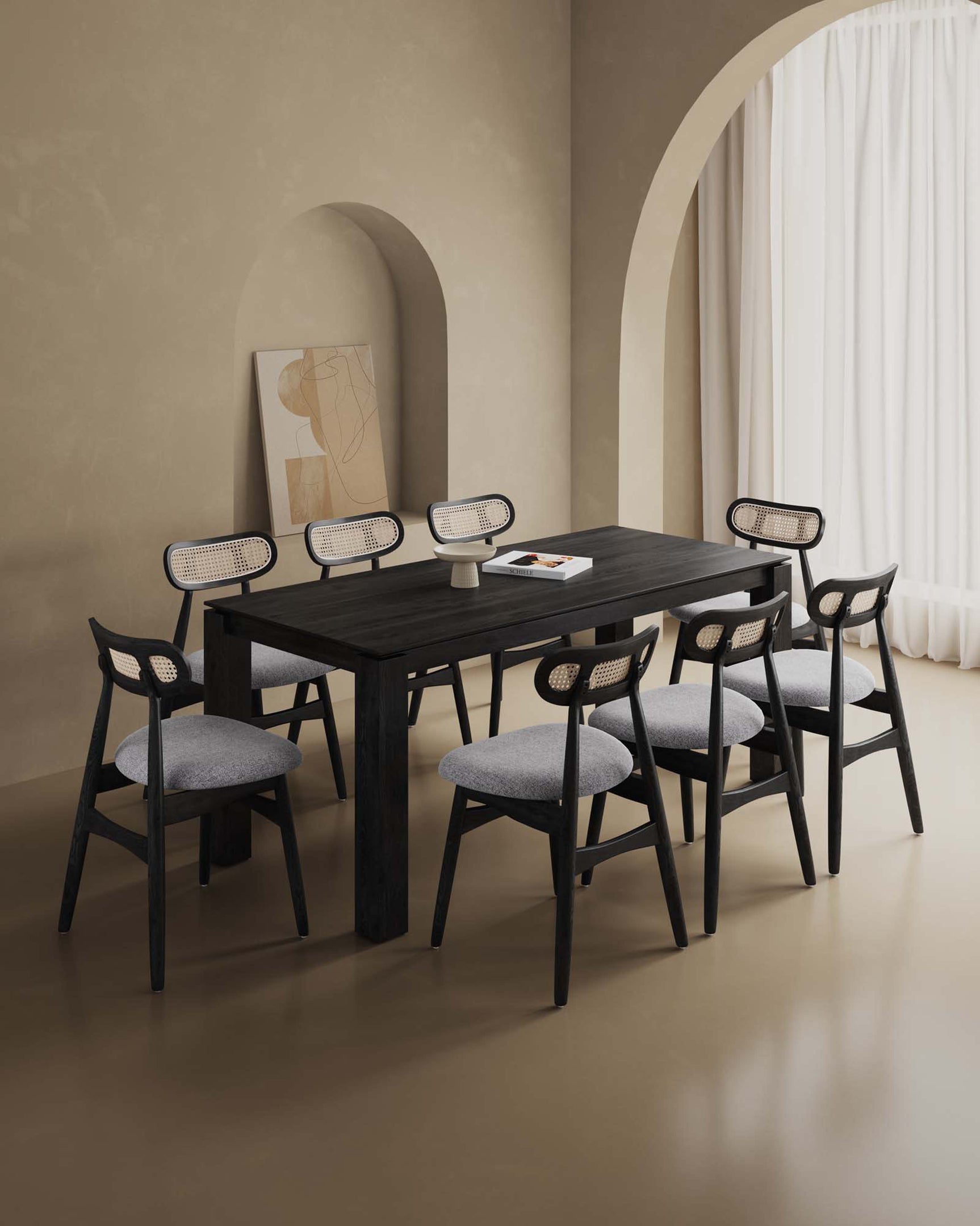9-Piece Rockaway 70.86 Dining Set in Black with 8 Paragon 1.0 Dining Chairs - Ornate Home